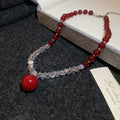 Beaded Necklace with Large Round Pendant in Three Colors view 6