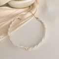 Gold Twisted Double Pearl Strand Choker Necklace Single Style view 3