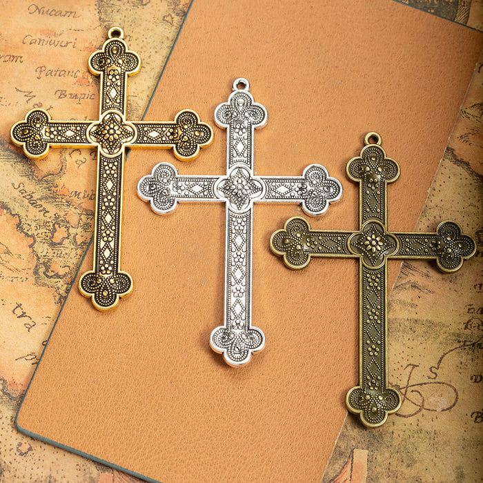 80x54mm Vintage Ornate Cross Charm Pendant