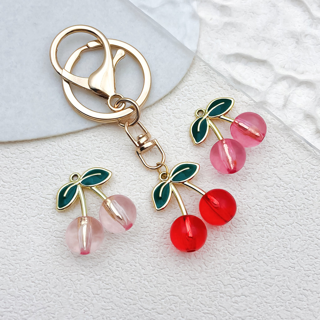 Acrylic 3D Cherry Fruit Charm Pendant for DIY Earrings Necklace Keychain Jewelry