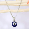 Silver Tone Round Resin Evil Eye Pendant Necklaces in Three Colors view 6