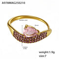 Open Side Zircon Ring Teardrop Stone Pave Band Design view 7