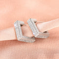 Pavé Crystal Geometric Square Huggie Earrings Two Colors view 6