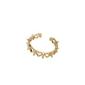 Gold Open Heart And Baguette CZ Adjustable Band Ring view 5