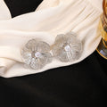 Gold and Silver Open Wire Flower Clear Center Stud Earrings view 7