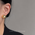 Large Polished Dome Ball Stud Earrings Gold Silver view 4