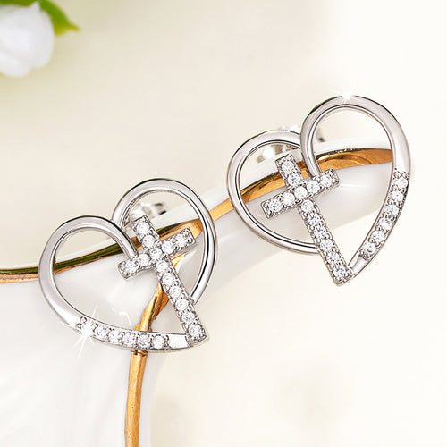 Alternate close view of the silver tone earrings