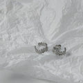 Silver-Tone Textured C Shape Ear Cuffs Open Clip Pair view 6