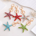 Rhinestone Starfish Keychain Gold Tone Ocean Charm view 1