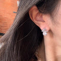Crystal Meteor Stud Earrings in Gold and Silver Tones view 4
