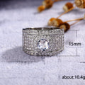 Silver Tone Wide Pave CZ Center Stone Band Ring Sizes 8-12 view 5
