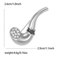 Crystal Studded Smoking Pipe Brooch in Two Metal Tones view 5