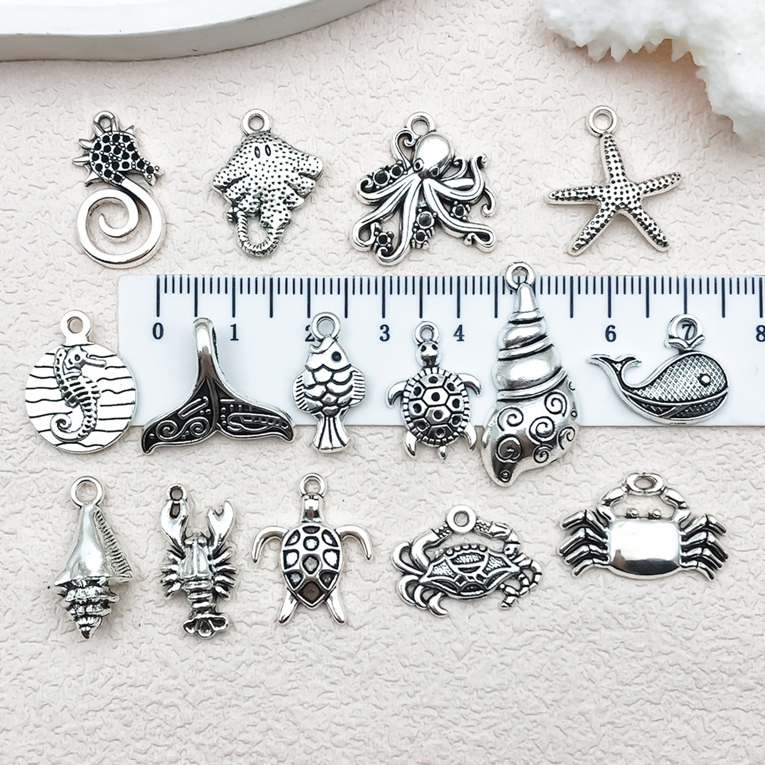 Antique Silver Zinc Alloy Turtle Starfish Crab Charm Pendant for DIY Necklace Bracelet