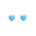 Beaded Ball Heart Stud Earrings Colorful Seed Bead Texture view 6