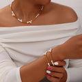 Gold Tube Baroque Pearl Cluster Necklace And Bracelet Set Pieces view 3