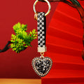 Full Crystal Heart Keychains with Jeweled Wrist Straps in Nine Colors view 4