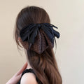 Black Satin Bow Leopard Fabric Hair Claw Clips 2 Colors view 4