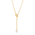 Long Lariat Necklace With Ring Slide And Pearl Drop view 5