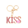 Rhinestone Kiss Letter Keychain Metal Lips Pendant Charm view 5