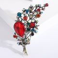 Crystal Flower Bouquet Brooch Black Multicolor Leaf Pin view 5