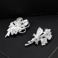 Silver Tone Crystal Floral Assortment Crystal Two Designs Metal Brooch Pin view 4