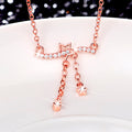 Rose Gold Tone Star Bar Tassel Pendant Necklace Polished Jewelry view 4