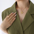 Sun Moon Star Coin Pendant Necklace Center Stone Detail view 1