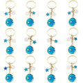 Six Blue Zodiac Moon and Star Metal Keychain Designs view 5