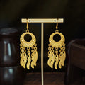 Fifty-Eight Gold Tone Ethnic Fringe and Tassel Earrings view 10