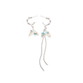 Silver Tone Blue Fishtail Long Chain Drop Earrings view 5