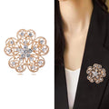 Filigree Crystal Flower Brooch in Silver and Rose Gold view 2