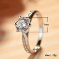 Round Clear Solitaire Pave Ring In Polished Silver Tone view 5