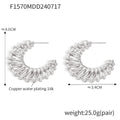 Woven C-Shape Hoop Earrings Gold Silver Copper Plated Pair view 6
