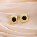 Black Turquoise and White Square Pearl Look Stud Earrings view 6