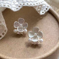 Asymmetric White Flower And Pearl Stud Earrings Fashion Jewelry view 1