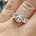 Round Clear Solitaire Three-Stone Ring In Polished Silver Tone view 6