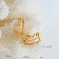 Gold Multi Band Geometric Hoop Earrings Rope Link Design view 2