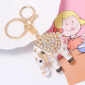 Enamel Floral Rhinestone Elephant Keychain Bag Charm view 6