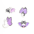 Purple Winged Cat and Bat Enamel Alloy Charm Pendants view 2