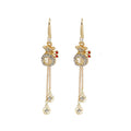 Gold Money Bag Drop Earrings With Chain Coin Tassels view 5