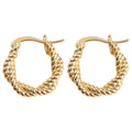 Silver Twisted Rope Oval Huggie Hoop Latch Earrings view 5
