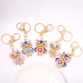 Rhinestone Enamel Owl Keychain Metal Cartoon Bird Bag Charm view 2
