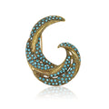 Crescent Crystal Brooch In Blue Or Clear Stone Finish view 5