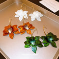 Resin Flower Hoop Earrings In White Orange And Green view 3