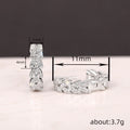 Silver Leaf Pave Clear Stone Small Huggie Hoop Earrings view 4
