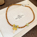 Yellow Fairy and Flower Pendant Beaded Necklaces in Two Designs view 6