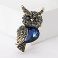 Antique Owl Brooch With Faceted Crystals And Polished Metal Details view 2