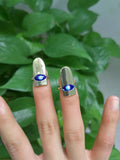 Gold Tone Blue Evil Eye Fingertip Nail Armor Ring Set view 2