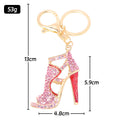 Rhinestone High Heel Shoe Keychain Gold Tone Metal Charm view 3
