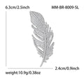 Pave Clear Crystal Feather Brooch Gold Silver Tone Alloy Pin view 5